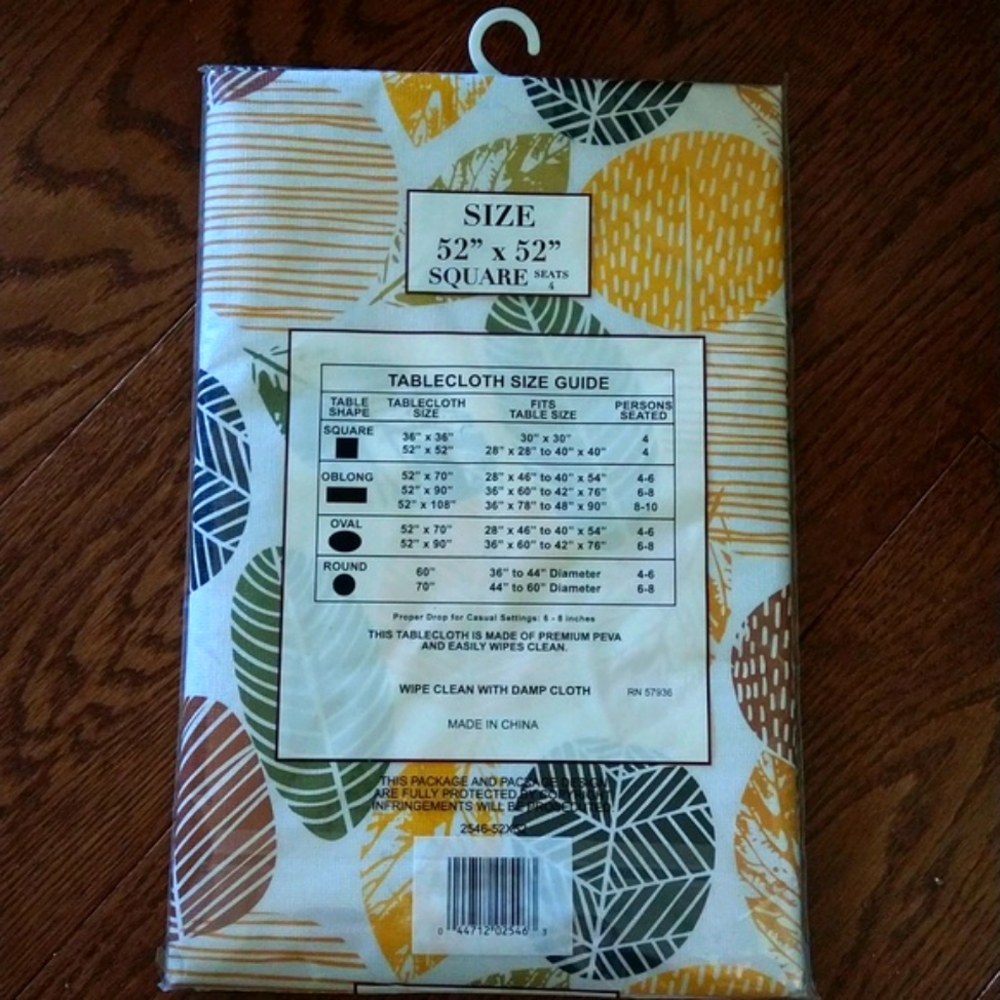 52" x 52" Autumn tablecloth, fall leaves, Thanksgiving, Earth tones - Picture 2 of 3